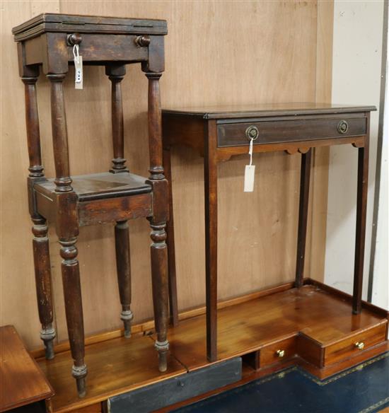 A Victorian two tier table and a mahogany sideboard W.63cm and 30cm